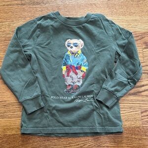 Polo Ralph Lauren Kids Polo Bear Green Long Sleeve Tee